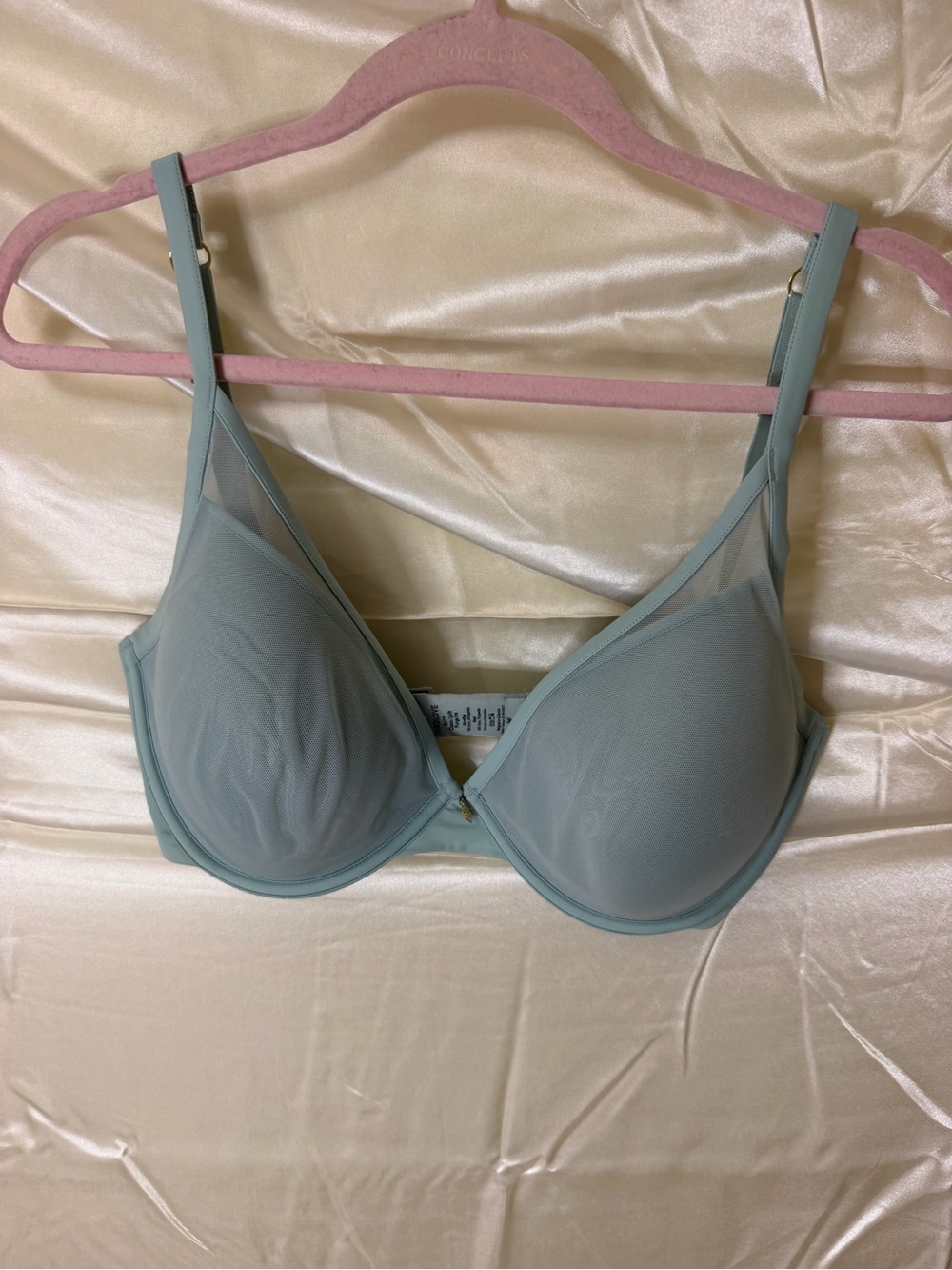 ThirdLove 24/7 Classic Uplift Plunge Bra 34F Blue Mesh Underwire